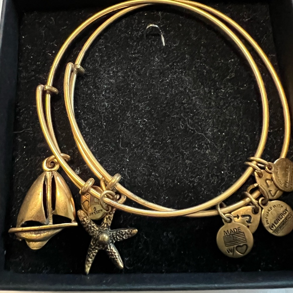 Pair of Nautical Alex & Ani bracelets starfish sailboat